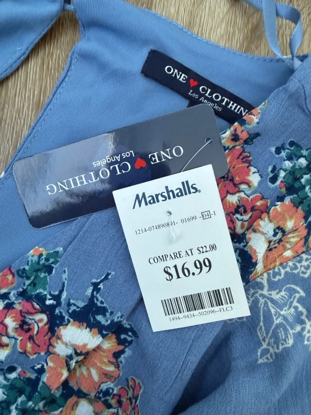 NWT Women’s Blue Floral Wrap-Front One-Piece Romper, Size Small